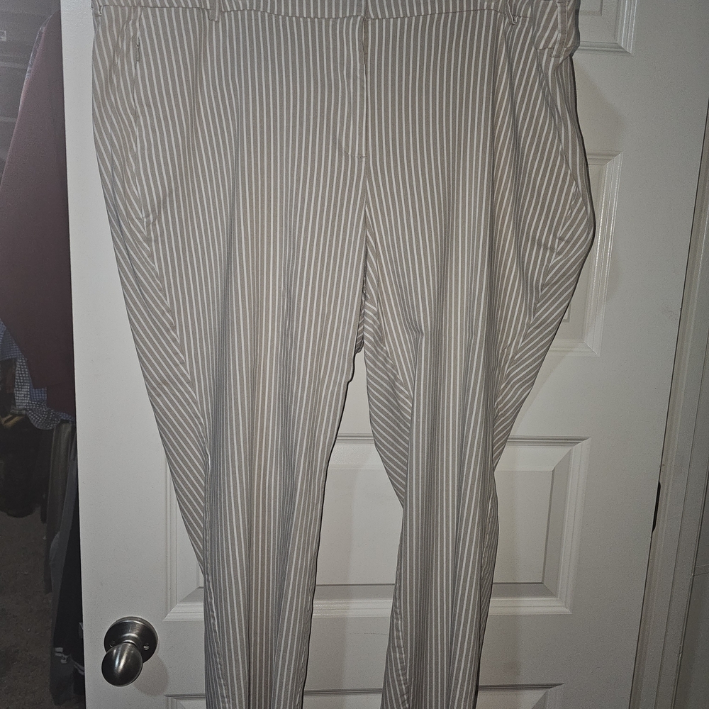 Lane Bryant Striped Ankle Pants - Gray and White
